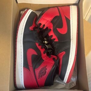 Nike Air Jordan 1 Mid Black Red Sneakers